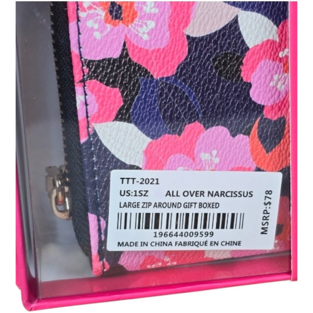 Trina Turk Large Floral Vegan Leather Zip Wallet "All Over Narcissus" - Picture 4 of 8